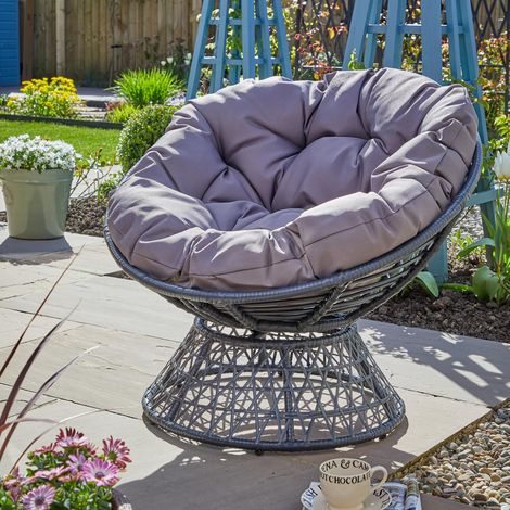 Rattan Egg Chair Garden Furniture Waterproof Cushion Indoor Outdoor Dark Grey (1/5)