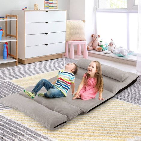 Verstellbares 3-in-1-Bodenschlafsofa mit Kissen, Grau (1/5)