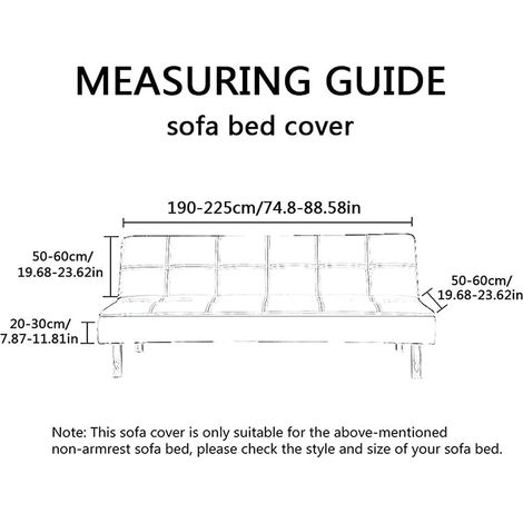Click-clack sofa cover, stretchable sofa bed cover without arms, click-clack cover without armrests, foldable futon cover for the living room (XL190-225cm,004) (1/5)