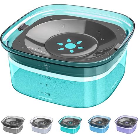 QAZQA Gamelle d'eau pour Chien, No-Spill Gamelle d'eau Flottante pour Animal Voyage, Grande Capacité 2L, Anti-débordement Bol d'eau de flottabilité, Bol d'alimentation Automatique pour Chien, Chat-Ver