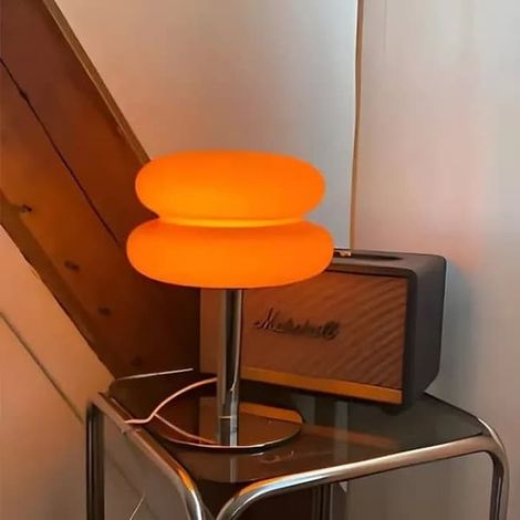 Lampe de table LED, lampe d'ambiance rétro en verre, jolie lampe de bureau, veilleuse USB (orange)qq(YH) (1/5)