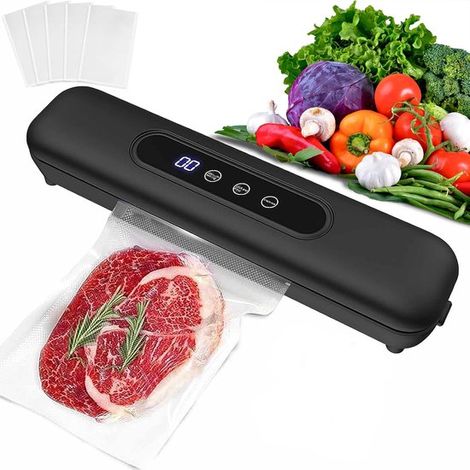Machine sous vide - Scelleuse sous vide - Petit aspirateur domestique - Livré avec 10 sacs sous vide (Dimensions des sacs : 17 x 25 cm) - Dispositif de scellage - Avec affichage numérique - 33 x 7,5 x (1/5)