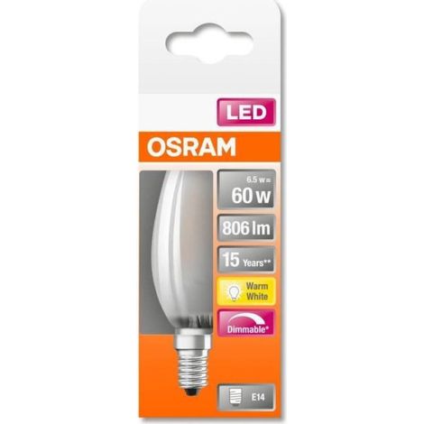 OSRAM Ampoule LED - E14 - Warm White - 2700 K - 6,50 W - remplacement pour 60-W-Incandescent bulb - LED Retrofit CLASSIC B DIM