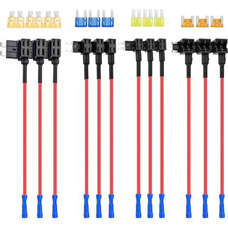 Confezione da 12 fusibili per auto da 12 V, standard, mini, micro2 e a basso profilo, 4 tipi, supporto ATO, ATC, ATM, APM per auto, camion, barche