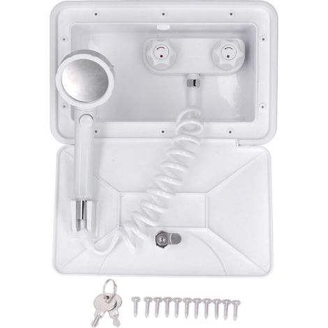 Outdoor Shower Box Kit, High Pressure Retractable Hose for Motorhome. (1/5)