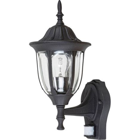 . Parete esterna lampada luce Milano metallo e vetro opaco nero L: 22cm B 16,5 cm H: 41cm IP43 (1/4)