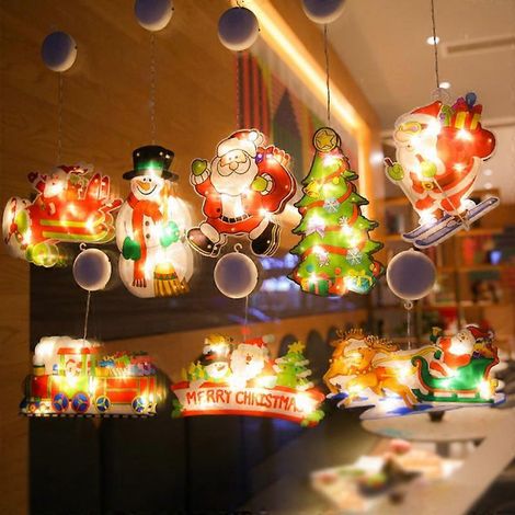 EVAGO Weihnachtsdekoration, beleuchtete Fensterdekoration mit LED-Lichtern und Saugnapfhaken, 3 x AAA-Batterien, ideal für Weihnachtsfeiern und Ausstellungen (1/5)
