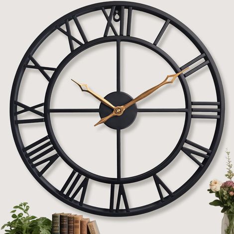 Grande Horloge Murale XXL Noire 60 cm, Moderne et Silencieuse (1/5)