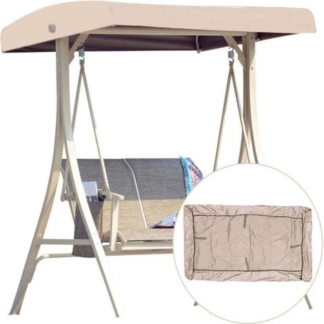 1 Toit de remplacement pour balançoire, tissu Oxford 210D, imperméable, anti-UV, installation facile, 2-3 places (1/5)