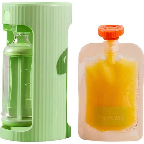 Estación para llenar y exprimir comida para bebés，Incluye 10 bolsitas exprimibles (118 ml)，Máquina de puré de frutas de plástico (1/5)