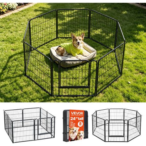 Parc pour chien pliable 8 panneaux 24 pouces en métal, pour chiots et petits animaux (1/5)