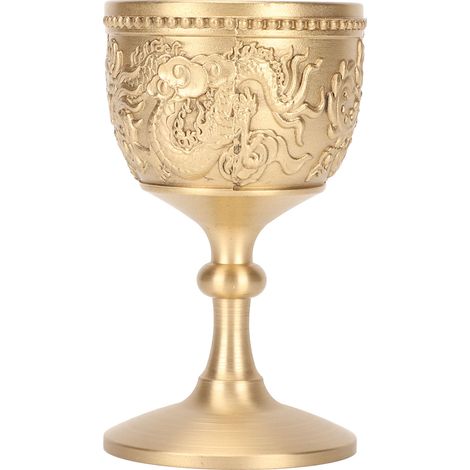 Saint Graal doré au style vintage en relief, en laiton épais, au lustre luxueux et élégant, parfait pour les fêtes, les banquets et les mariages. (1/5)
