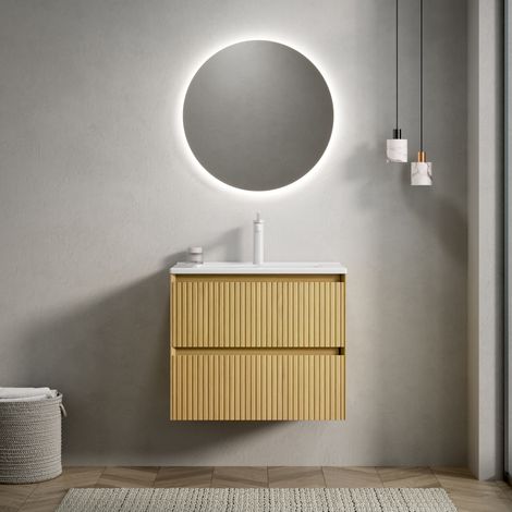 Mueble baño suspendido con lavabo cerámico y cajones OKMYHOME (1/5)