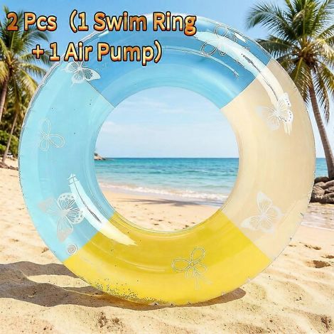 Paillettenbesetztes Schwimmring-Set mit Schleife und Luftpumpe, 2 aufblasbare Pool-Schwimmringe für Erwachsene, Schmetterlingsknoten-Design für den Sommerurlaub (1/5)