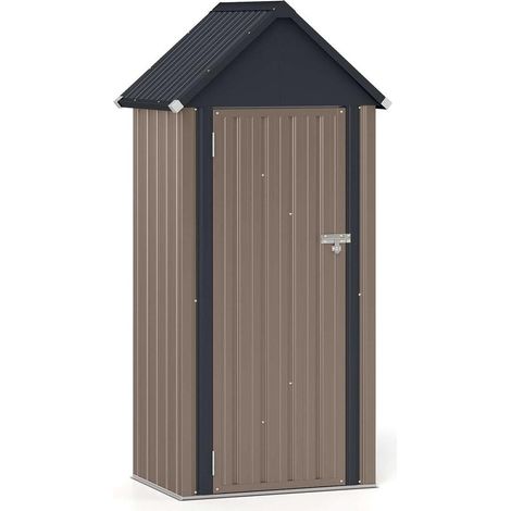 Organiser votre Espace Extérieur Armoire de Jardin Métallique Toit en Pente Porte Verrouillable et Étagères (1/5)