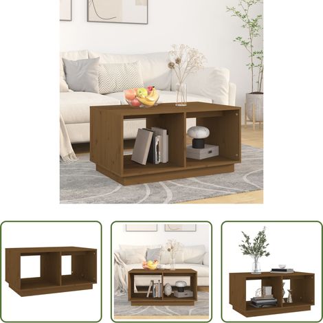 vidaXL Mesa de centro madera maciza de pino marrón miel 80x50x40 cm (1/5)