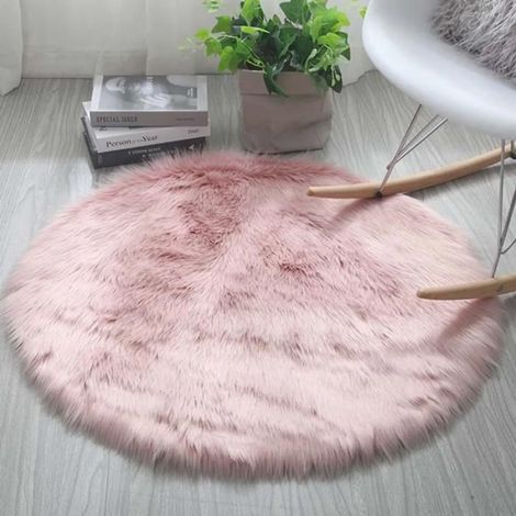 Tapis rond moelleux à poils longs et épais pour salon (rose) (1/5)