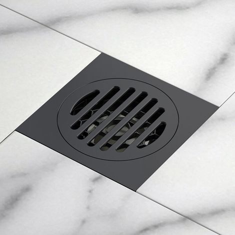 Floor Drain Bathtub Drain Cover Removable for Bathroom Shower Room Toilet Square Garden Strainer Rustproof Stainless Steel Black 10x10cm