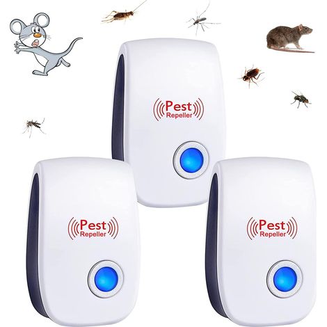 3 pcs Ultrasonic Pest Repellent, Indoor Pest Repellent, Anti-Mosquito Device, Mouse, Cockroaches, Rodents, Ants, Spiders, Insects (1/5)