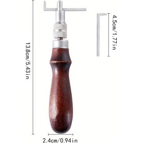 7-in-1 Multifunktionswerkzeug mit Griff aus legiertem Stahl und Holz: Nutenfräsen, Lederkantenbeschneiden, Abschrägen. (1/4)