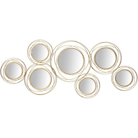 IRON PANEL WITH MIRRORS GOLD ROUND CM 124,5X4X53,5 (1/4)