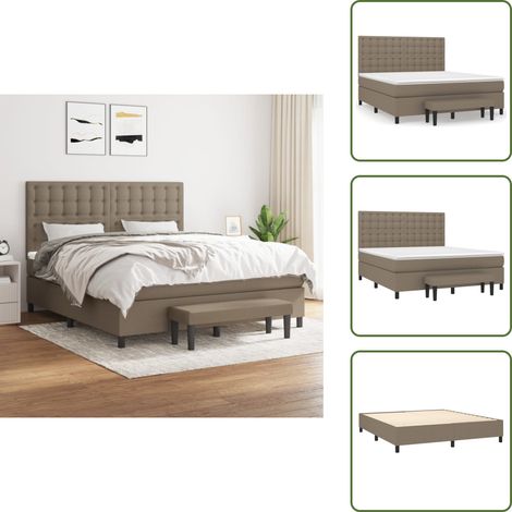 Sommier à lattes de lit avec matelas Taupe 180x200 cm Tissu - Lit Plateforme - Lit Double - Matelas Ressorts Ensachés - Literie Taupe - Meuble Chambre (1/5)