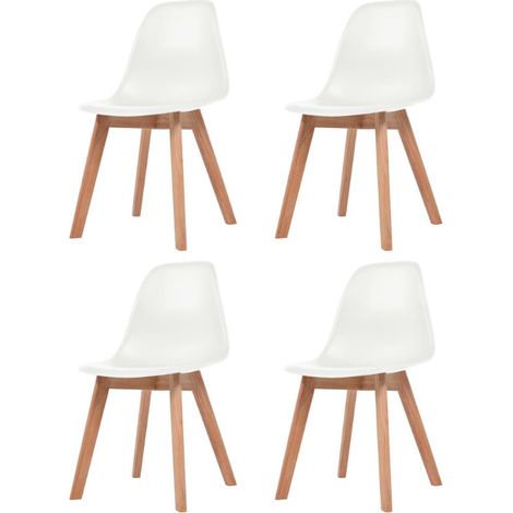 Chaise plastique blanc et pieds hévéa massif Jhay - Lot de 4 (1/4)
