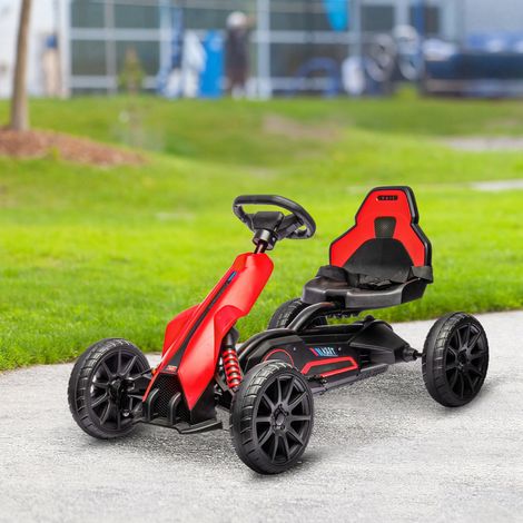12-V-Elektro-Go-Kart für Kinder von 3 bis 8 Jahren, Geschwindigkeit 3–5 km/h, Sicherheitsgurt, 100 x 58 x 58,5 cm, Rot