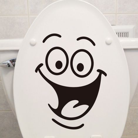 Autocollant humoristique en vinyle pour siège de toilette avec visage et silhouette, pour mur de salle de bain