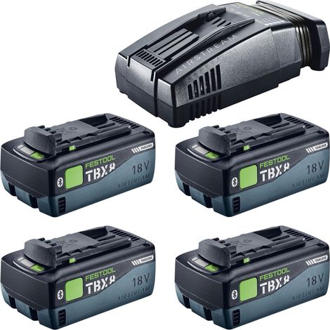 Festool 18V 4xTBX8/SCA16 Energie Set mit 4x BP 18 TBX 8 ASI Akku 18 V 8,0 Ah ( 4x 578746 ) + SCA 16 Ladegerät ( 576953 )
