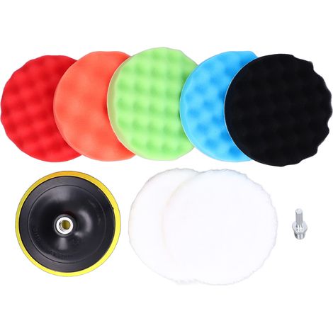 Set mit 9 Polierschwämmen (150 mm) für Autos und Boote – Reinigungs- und Polierset, Schleifpads für den Feinschliff (1/5)