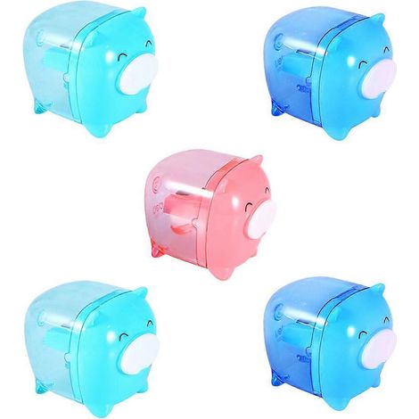 Taille-crayons en forme de cochon, 5 pièces, couleurs assorties, style dessin animé, à main