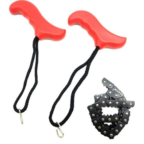 Tronçonneuse De Poche, Scie À Main De Survie, Scie À Chaîne Manuelle en Métal Léger Portable Accessoire De Survie d'urgence en Plein Air,Red (1/5)