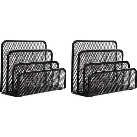 étagères de rangement en métal grillagé pour courrier – Avec 3 compartiments verticaux pour l'organisation du courrier et des dossiers sur le bureau (1/5)