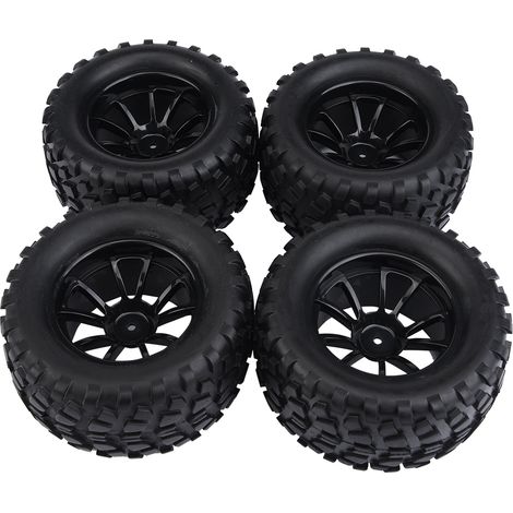 Ensemble de 4 pneus en caoutchouc pour roues RC 1:10, compatibles avec les camions tout-terrain HSP Redcat Exceed (10 trous). (1/5)