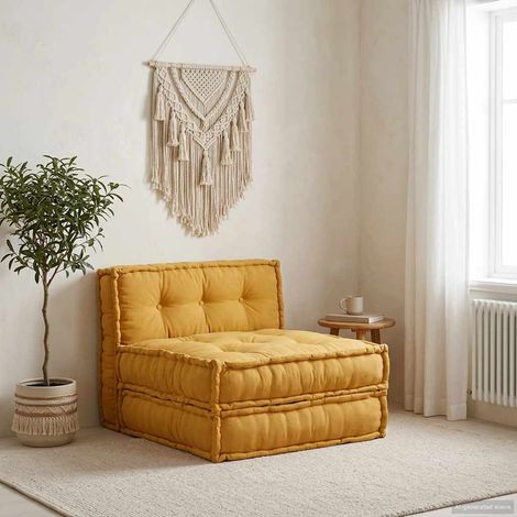 vidaXL Canapé modulaire jaune 70x70x36 tissu (1/5)