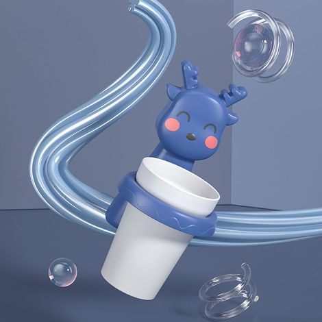 Ensemble porte-gobelet mural pour bain de bouche et brosse à dents, motif motif faon bleu, pour enfants. Accessoires de salle de bain pour enfants. (1/3)