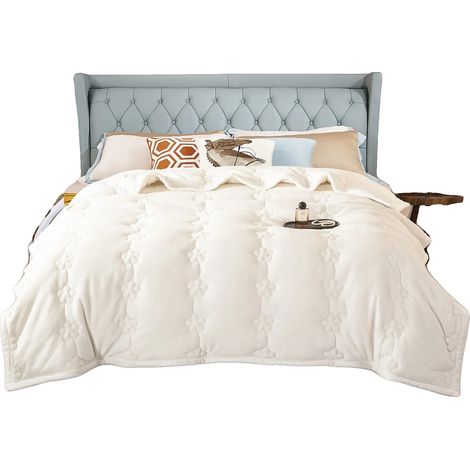 Couverture, Chaleur Triple Couche, Design Floral Élégant, beige, 180x200cm (1/2)