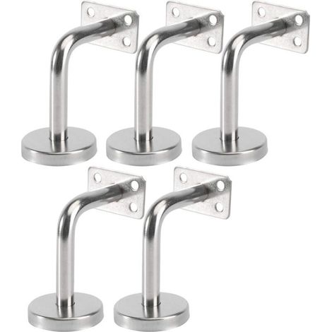 Lot de 5 Support Main Courante Inox - Murale Supports de Main Courante pour Escalier Exterieur Intérieur, Rampe Escalier Bois, Rail D'escalier (6x8x5cm/2.7x3.1x2.0in) (1/5)