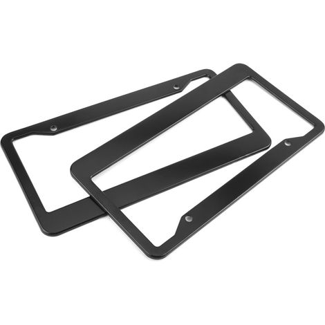 Lot de 2 supports encadrement plaque immatriculation auto acier inox noir 12x6 pouces universel USA Canada (1/5)