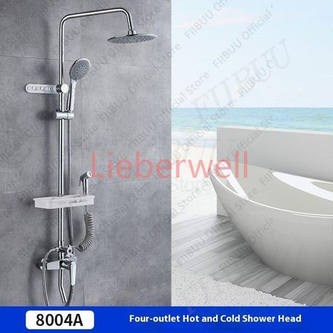 Système de douche mural, ensemble de douche à économie d'eau avec douchette supérieure, pistolet de pulvérisation à pression accrue, ensemble de douche multifonction pour salle de bain (1/5)