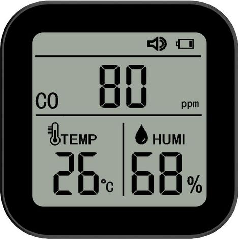 Moniteur de qualité de l'air 3 en 1, détecteur haute précision de CO (monoxyde de carbone), température et humidité avec fonction alarme pour maison, bureau, voiture (1/5)