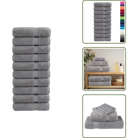 The Living Store Premium Handtücher SOLUND 10 Stk. Grau 50x100 cm 600 g/m² - Baumwolle (1/5)