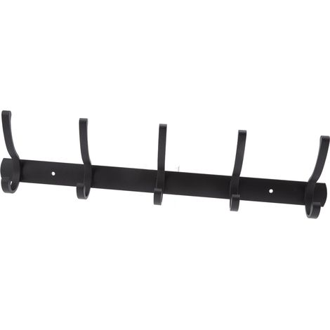Crochets de porte modernes et minimalistes noirs à 5 crochets, fixation murale en aluminium épais, pour salle de bain, porte avec patères. (1/5)