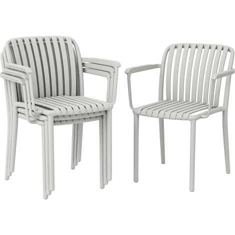 Outsunny Set di 4 Sedie da Giardino Impilabili, Pranzo