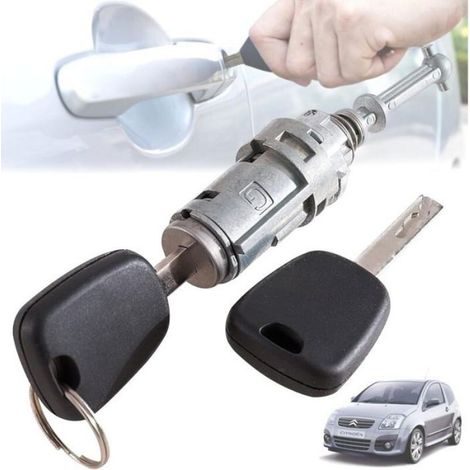 Barillet De Serrure - Porte Avant Gauche Citroen C2 C3 - Cylindre Fermeture Avec Clé - 9170T9 (1/5)