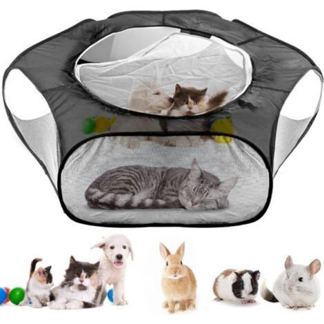 Ecleanfy-Parc pour Petits Animaux,à Animaux Pliable Parc à Chiots,Tente Respirante Animaux Compagnie,Chiens Portable avec Fermeture Éclair,Convient aux Chats,Lapins,Hamsters, Chinchillas