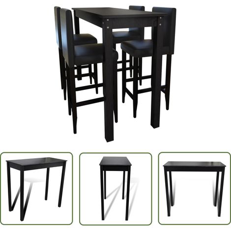 Barset Bartisch mit 4 Barhockern Schwarz - Essbereich - Bartisch - Barhocker - Küchentisch - Kleines Wohnzimmer (1/5)