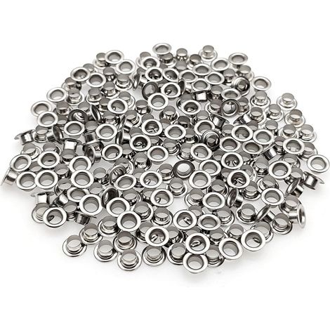 Lot de 200 œillets de rechange argentés de 5 mm pour pince à trou unique - Œillets métalliques pour pinces à œillets - Rivets pour perforatrice de 5 mm (1/5)