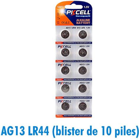 Lot de 10 piles bouton AG13 LR44